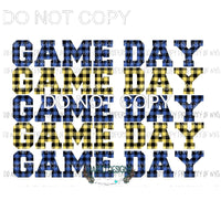 Game Day Blue and yellow plaid Sublimation transfers Heat Transfer