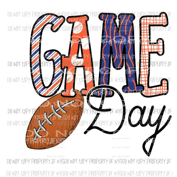 Game Day orange and purple football Sublimation transfers Heat Transfer