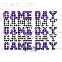 Game Day Purple and black plaid Sublimation transfers Heat Transfer