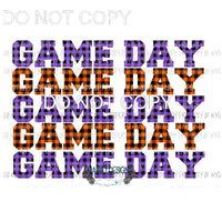 Game Day Purple and orange plaid Sublimation transfers Heat Transfer
