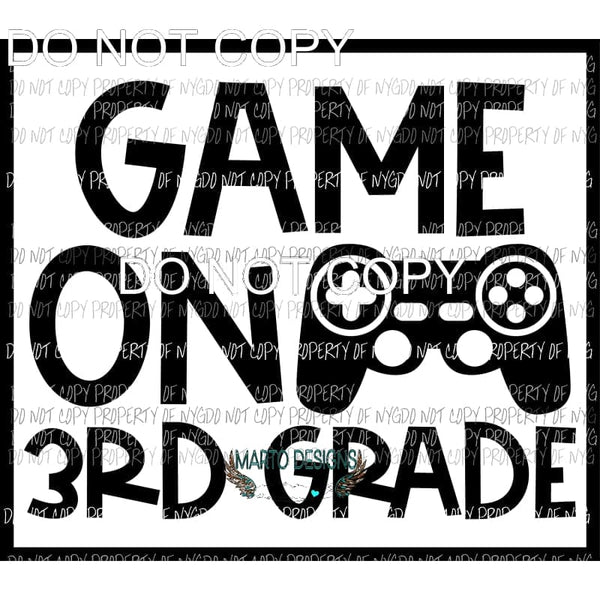 Game On 3rd Grade controller Sublimation transfers Heat Transfer