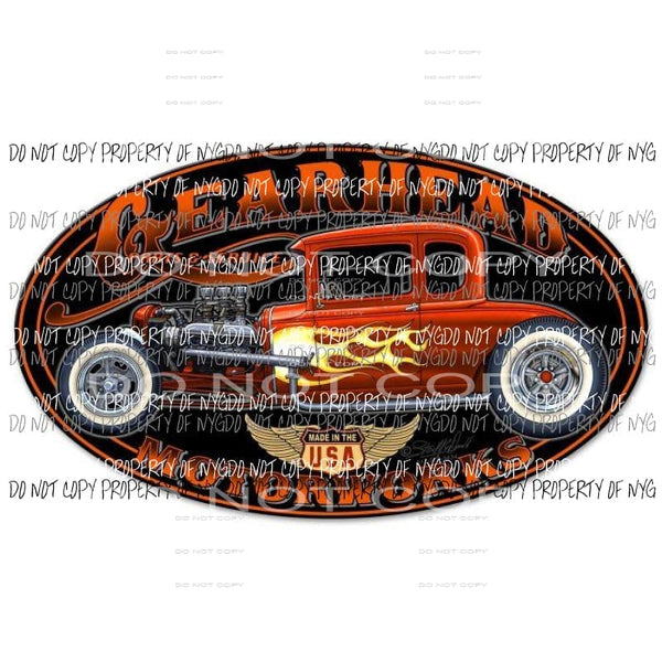 Gearhead Motorworks antique roadstar car red oval Sublimation transfers Heat Transfer