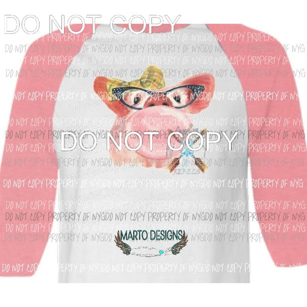 girl pig with glasses and bubble sublimation transfer Heat Transfer