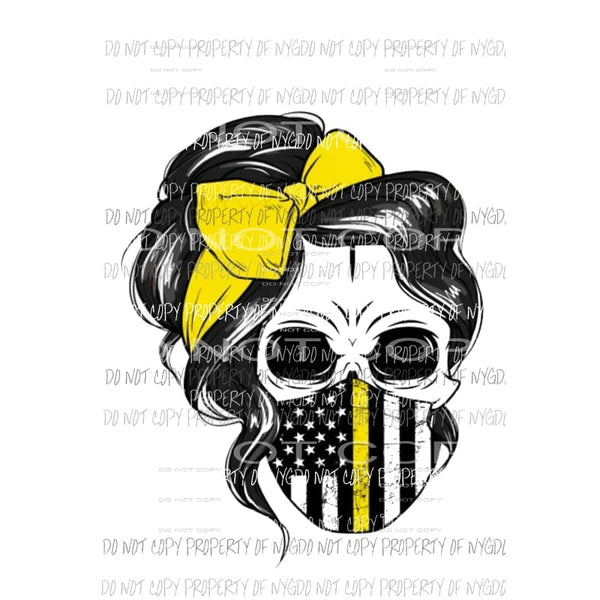 Girl Skull Dispatch 911 yellow Sublimation transfers Heat Transfer