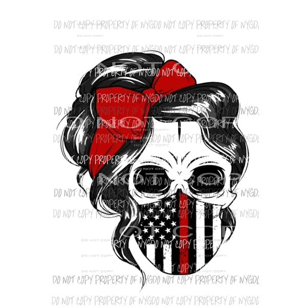 Girl Skull Fire Department red Sublimation transfers Heat Transfer