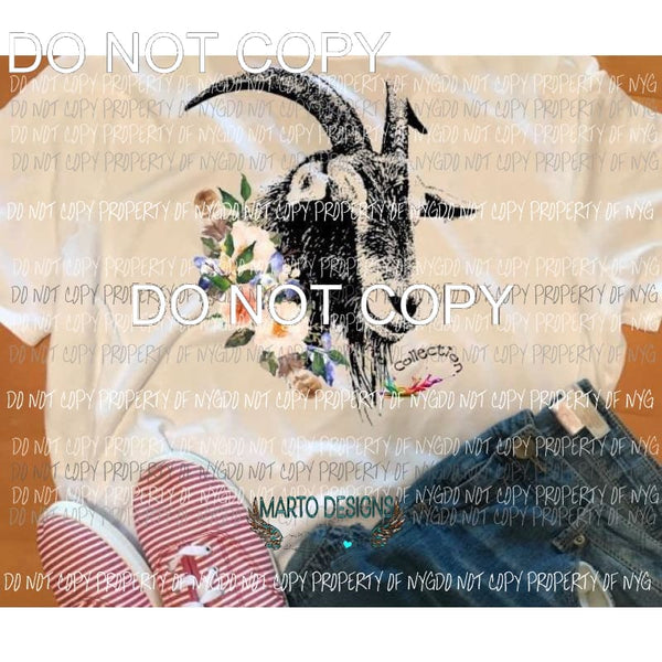 Goat #2 with flowers sublimation adult Heat Transfer