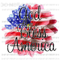 God bless America Flower flag Sublimation transfers usa 4th of july america Heat Transfer