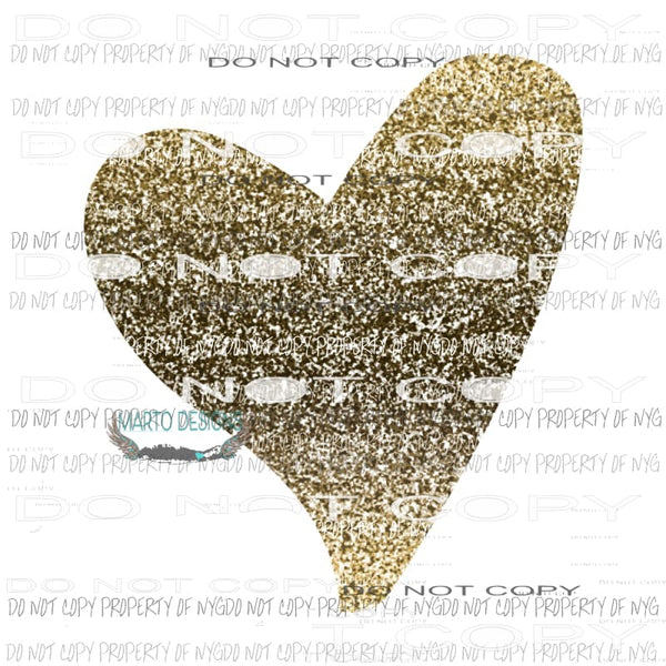 Gold Heart Sublimation transfers Heat Transfer