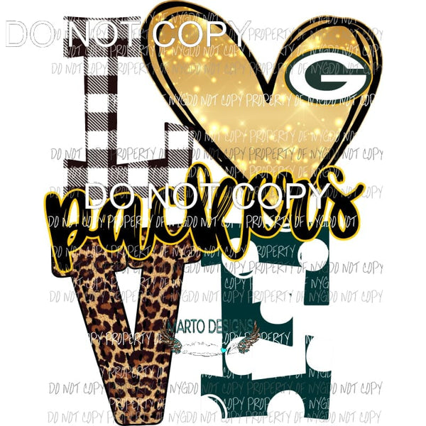 Green bay packers love polka dot green Sublimation transfers Heat Transfer