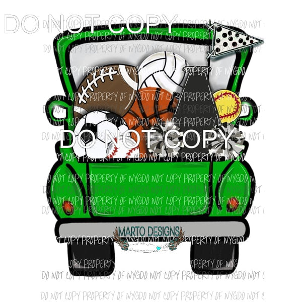 Green Truck Sports school Sublimation transfers Heat Transfer