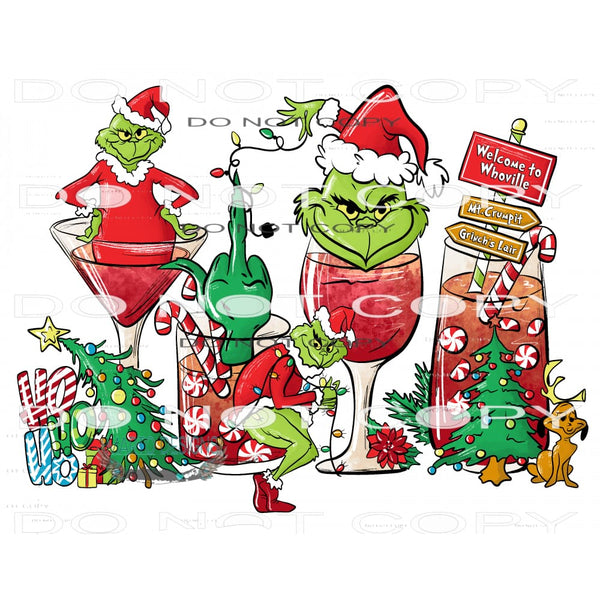 Grinch Christmas Drinks #7556 Sublimation transfers - Heat