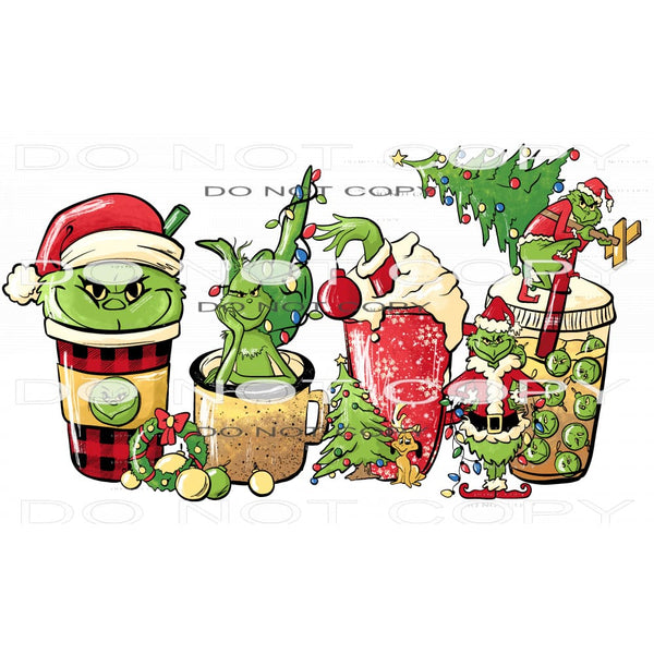 Grinch Christmas Drinks #7579 Sublimation transfers - Heat