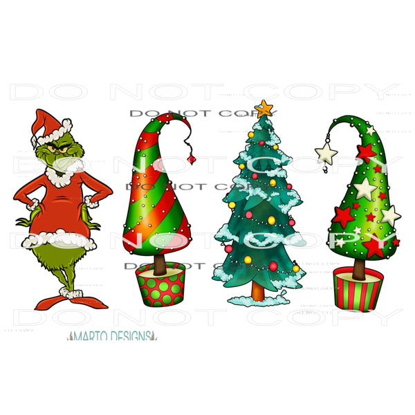 Grinch Christmas Trees #7278 Sublimation transfers - Heat