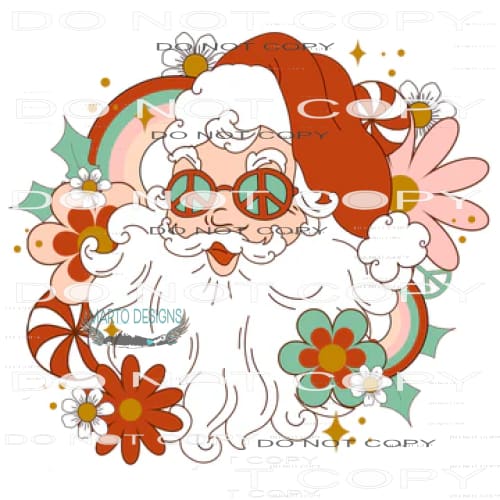 Groovy Santa #7671 Sublimation transfer - Heat Transfer