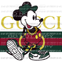 Gucci Mickey Mouse #1 gold green red Sublimation transfers Heat Transfer