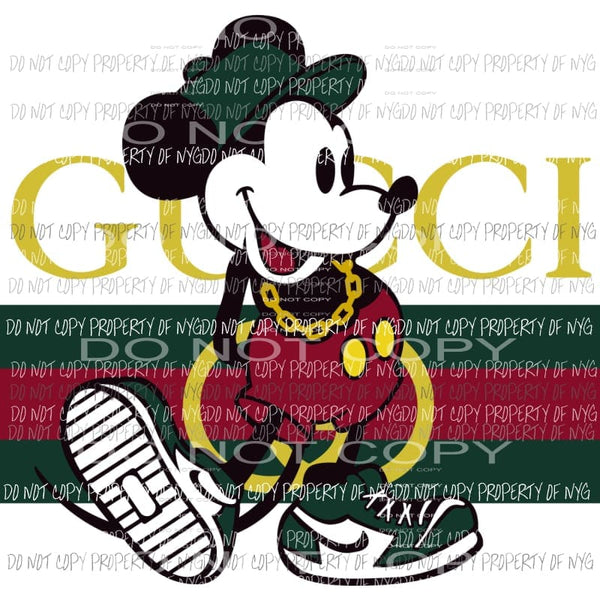 Gucci Mickey Mouse #1 gold green red Sublimation transfers Heat Transfer