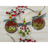 Hand Painted Laser Grinch Family Ornament Please READ