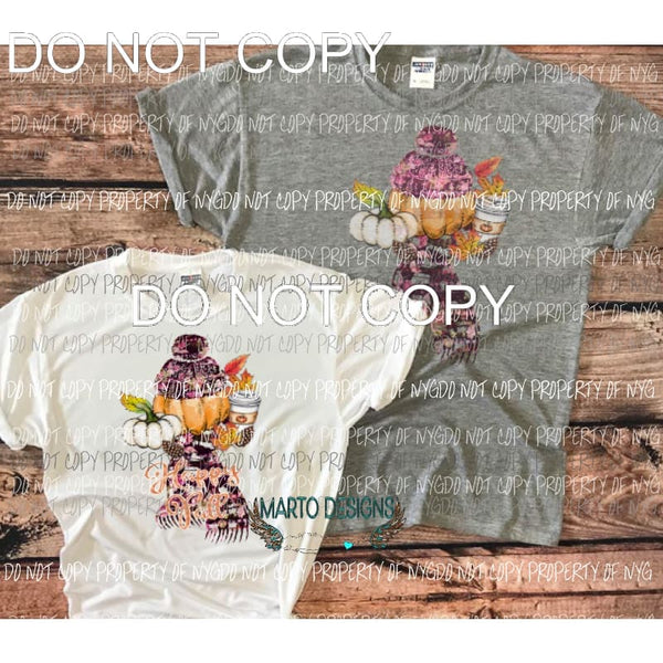Happy Fall pumpkin with scarf and hat tee
