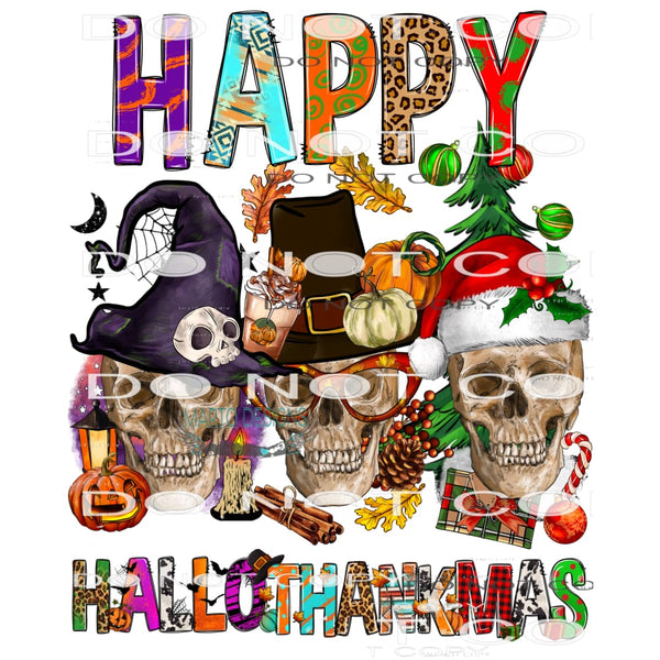Happy Hallothankmas #6901 Sublimation transfers - Heat