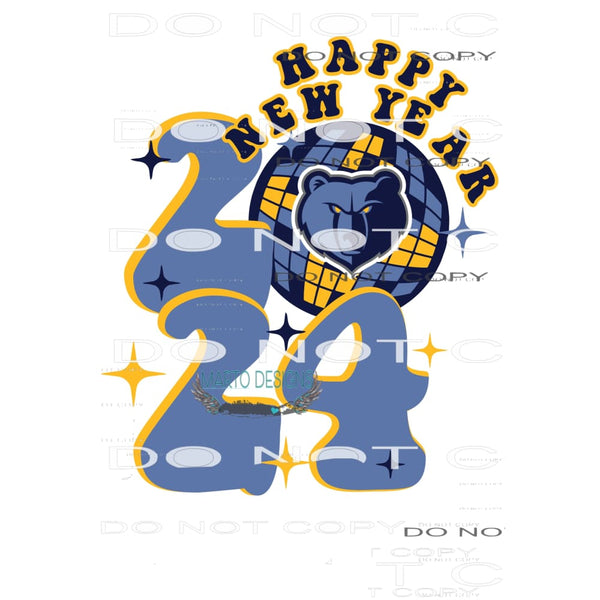 happy new year grizzlies Sublimation transfers - Heat