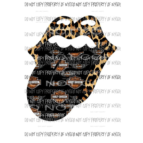 Harley Rolling Stone Lips #1 leopard Sublimation transfers Heat Transfer