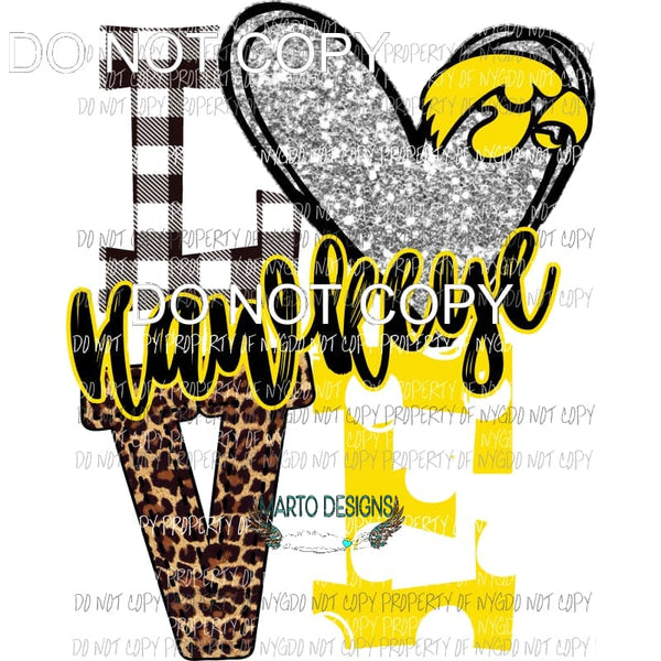Hawkeye Bird yellow black and silver heart love polka dot Sublimation transfers Heat Transfer