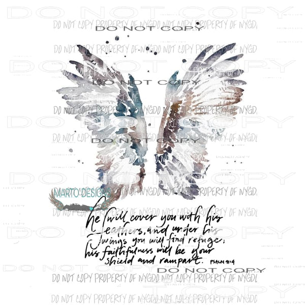 He will cover you with his feathers Wings Sublimation transfers Heat Transfer