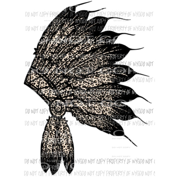 Head Dress black and Tan leopard Sublimation transfers Heat Transfer