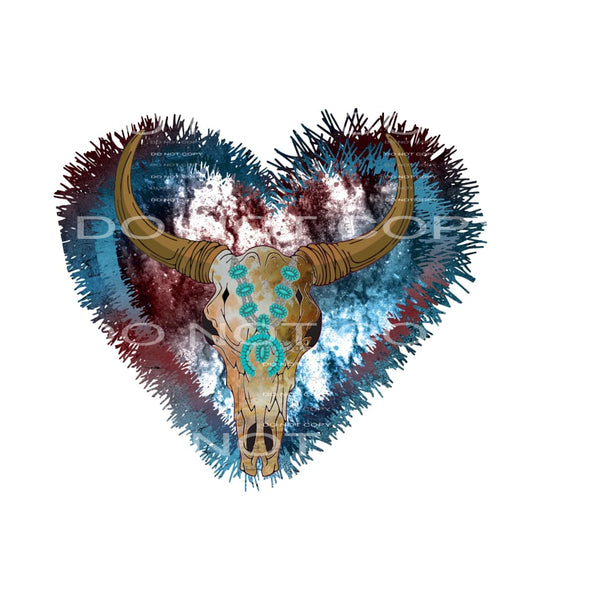 heart Bullskull # 89905 Sublimation transfers - Heat