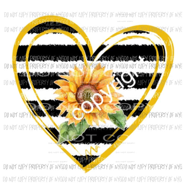 Heart sunflower black strip # 2 Sublimation transfers Heat Transfer
