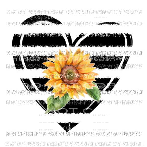 Heart sunflower black strip Sublimation transfers Heat Transfer