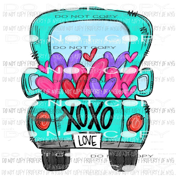 Heart Truck #2 xoxo aqua pink purple Valentines Day Sublimation transfers Heat Transfer