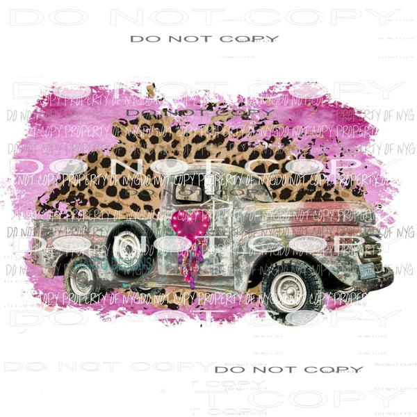 Heart Truck vintage dream catcher leopard Valentines Sublimation transfers Heat Transfer