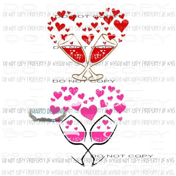 Heart wine pink or red Sublimation transfers Heat Transfer
