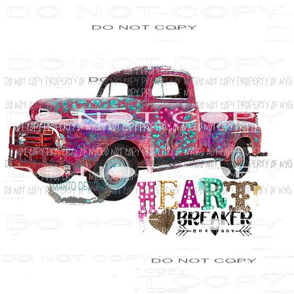 Heartbreaker Truck #2 multi color vintage heart dream catcher leopard Sublimation transfers Heat Transfer