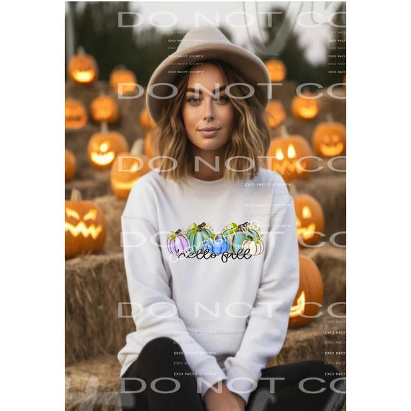 Hello Fall Pumpkins Fall Pastel Colors #1350 Sublimation
