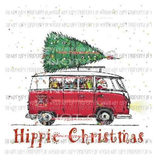 Hippie Christmas santa sublimation transfer