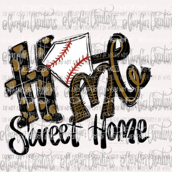 Home sweet home baseball / Softball Black and Gold Sublimation transfers Heat Transfer