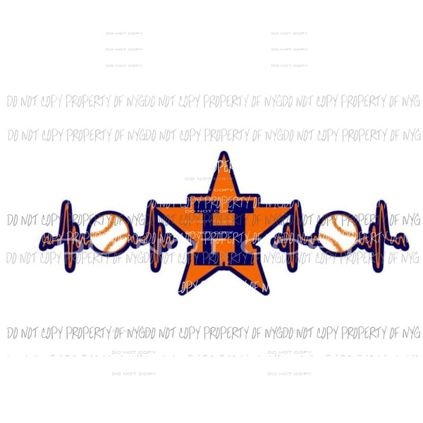 Houston Astros baseball heartbeat Texas Sublimation transfers Heat Transfer