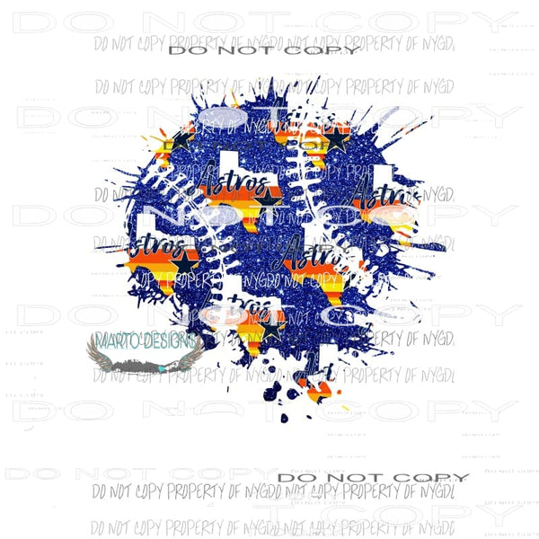 Houston Astros baseball splat #1 Sublimation transfers Heat Transfer