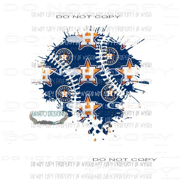 Houston Astros baseball splat #2 Sublimation transfers Heat Transfer