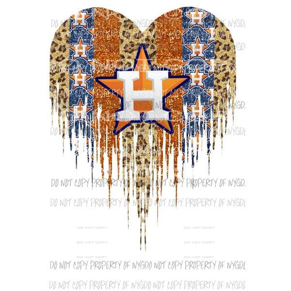 Houston Astros Heart Paint Pallet Sublimation transfers Heat Transfer