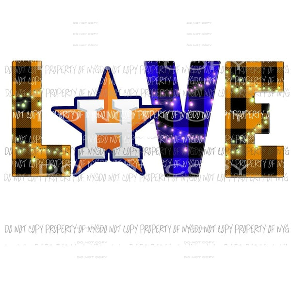 Houston Astros LOVE # 2 Sublimation transfers Heat Transfer