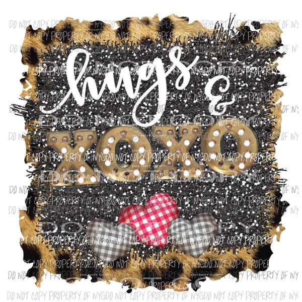 Hugs & Kisses XOXO hearts leopard Sublimation transfers Heat Transfer