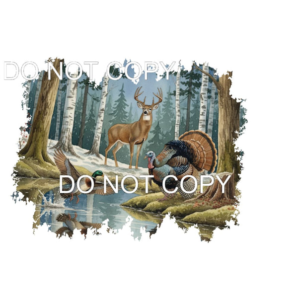 hunting winter scene # 4410 Sublimation transfers - Heat