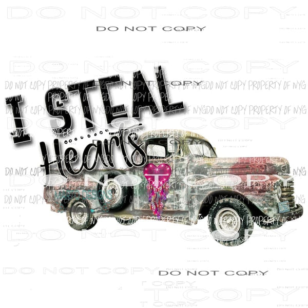 I Steal Hearts Truck vintage pink dream catcher Sublimation transfers Heat Transfer