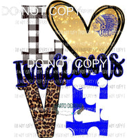 Indians royal blue native head and gold heart love polka dot Sublimation transfers Heat Transfer