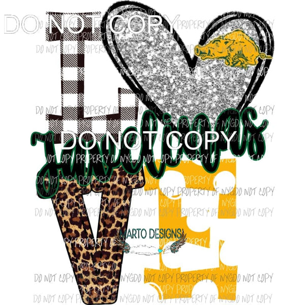 Javelinas Love green orange silver leopard polka dot Sublimation transfers Heat Transfer