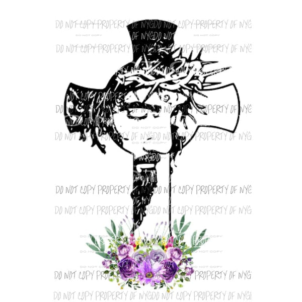 Jesus cross Flowers Sublimation transfers cross Heat Transfer