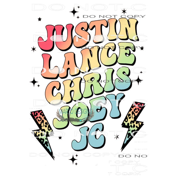 Justin Lance Chris Joey JC #7385 Sublimation transfers -